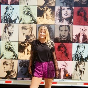 Taylor Swift ERAS TOUR black sparkle fringe